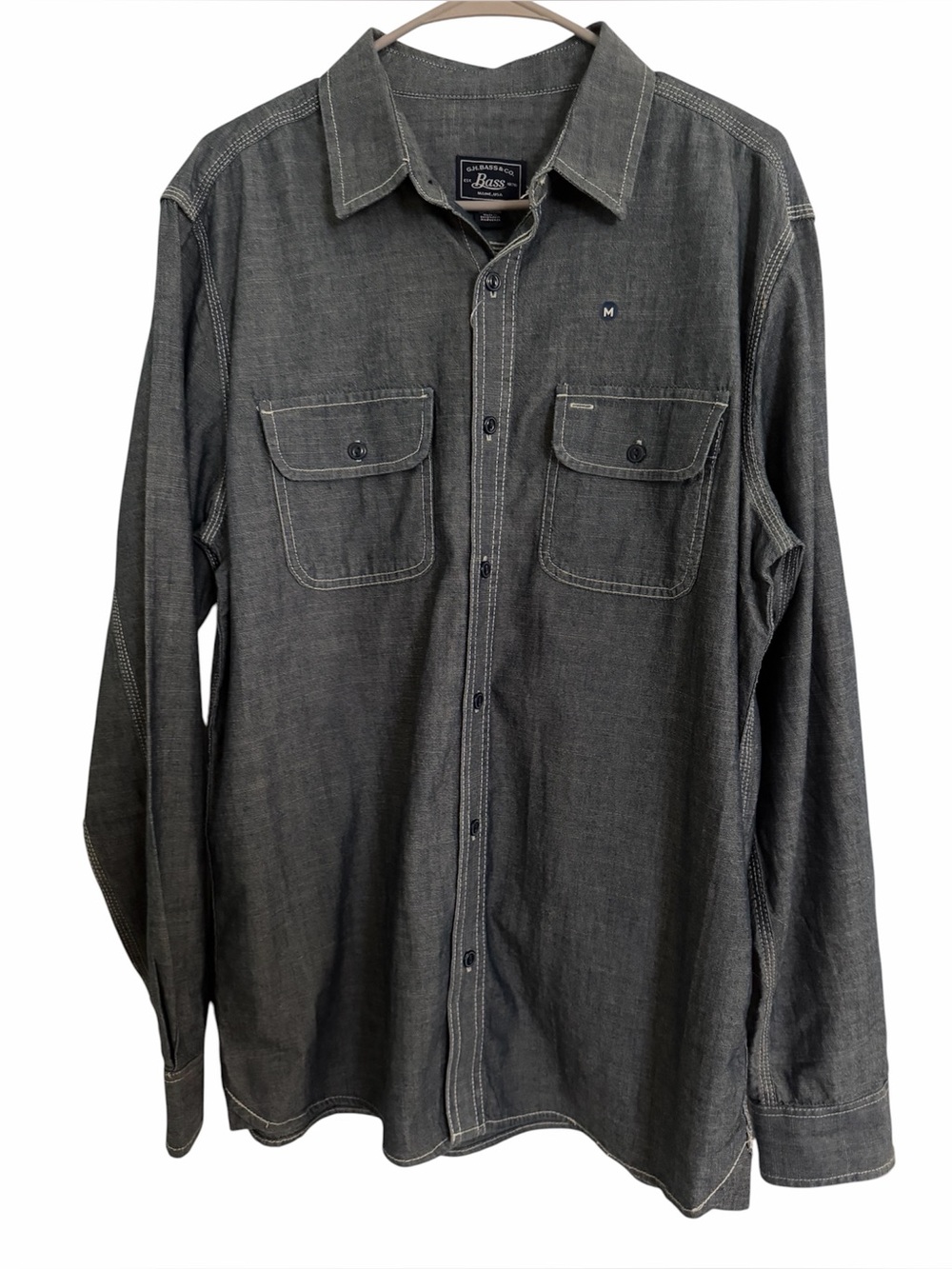 G.H. Bass & Co. NWT Dusty Dark Blue Long-Sleeve Cotton Button-Down Shirt